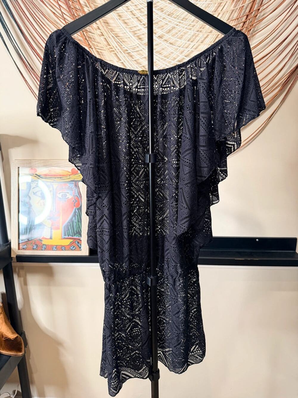 Jessica Simpson black lace cover-up dress s 2689
